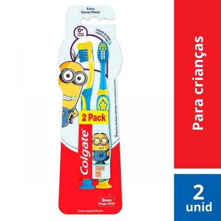 Escova de Dente Colgate Infantil Smiles Minions 6+ Anos Extra Macia com 2 unidades