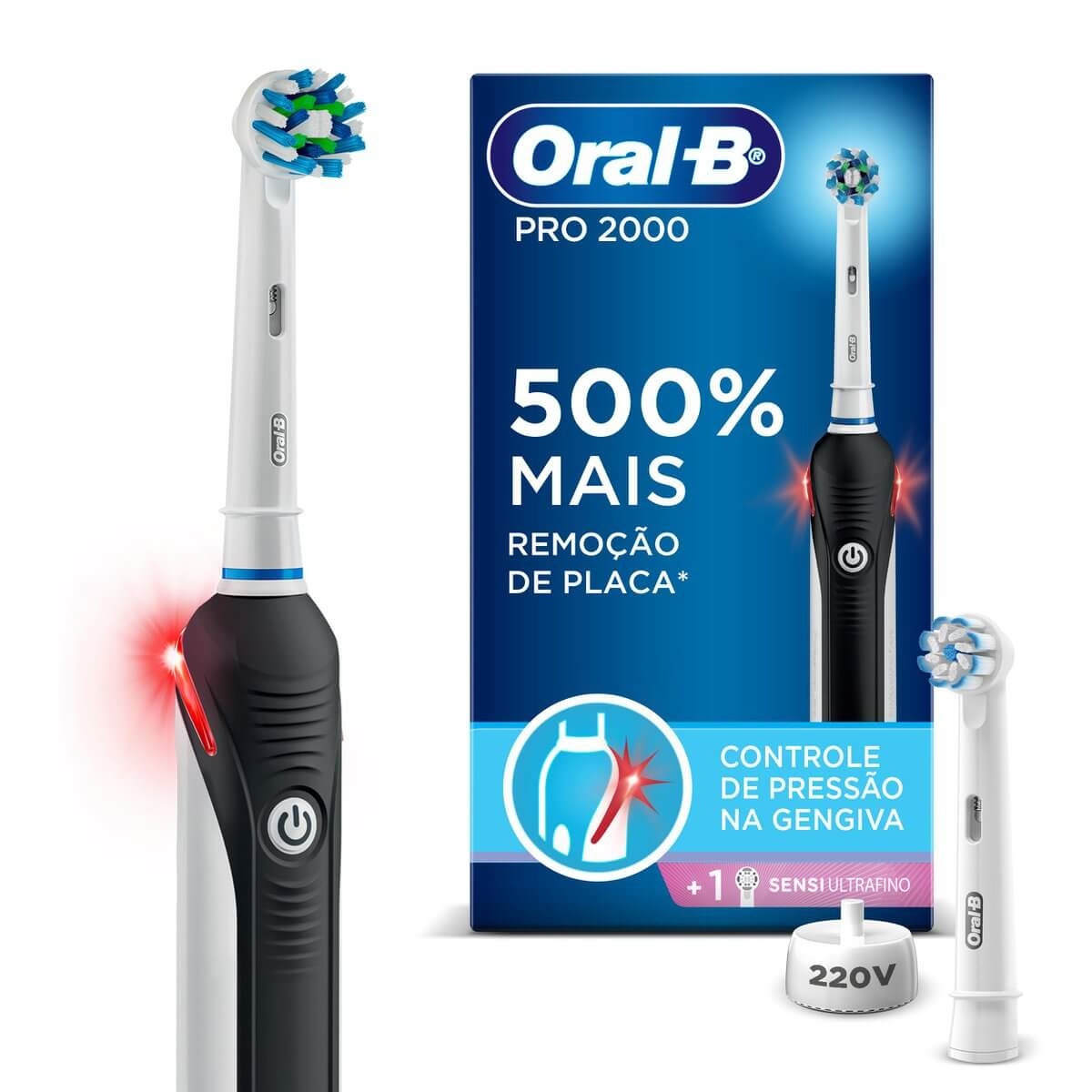 Escova de Dente Elétrica Oral-B Pro 2000 Sensi Ultrafino 220v Recarregável com 1 unidade + Refil Menor preço em Escova de Dente Elétrica Oral-B Pro 2000 Sensi Ultrafino 220v Recarregável com 1 unidade + Refil