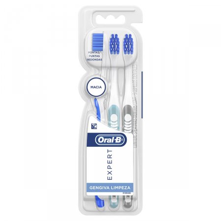 Escova de Dente Oral-B Expert Gengiva Limpeza Suave com 3 unidades
