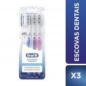 Escova de Dente Oral-B 3D Whitening Therapy Extra Macia Ultrafino Polidor com 3 Unidades