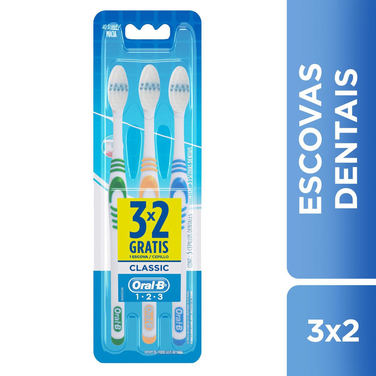 Escova Dental Oral-B Classic 1.2.3 1 Unidade