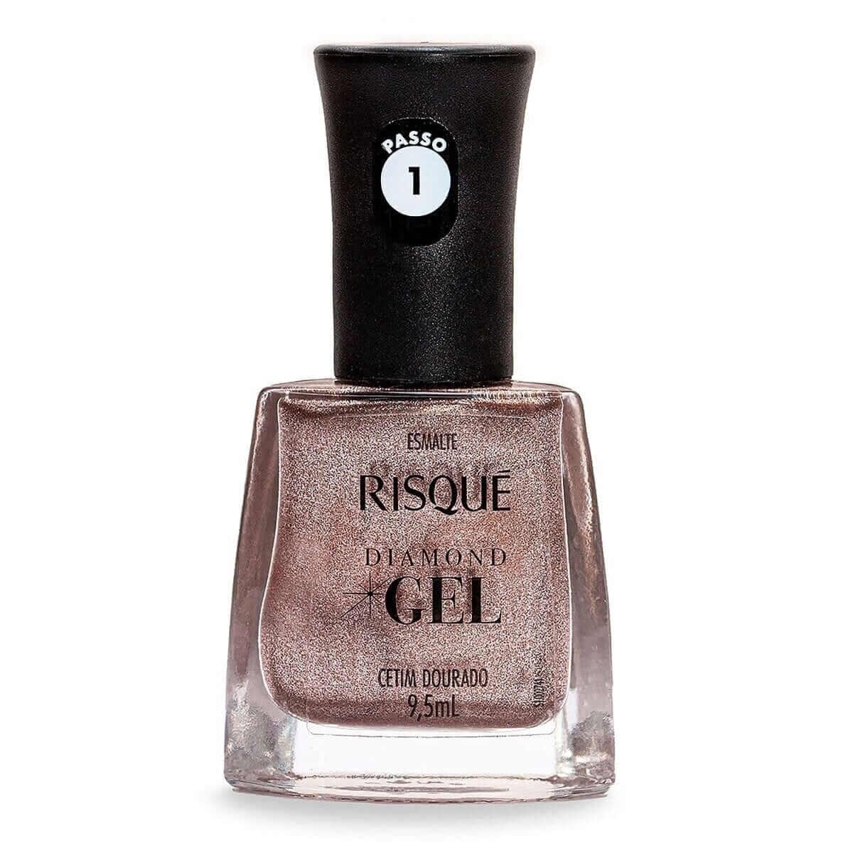 ESMALTE RISQUÉ DIAMOND GEL CETIM DOURADO HIPOALERGÊNICO COM 9,5ML