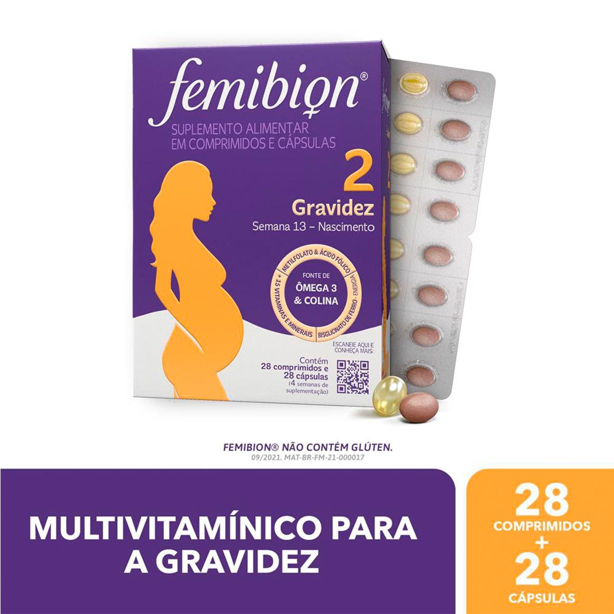 Multivitamínico Femibion 2 para Gravidez com 28 comprimidos e 28 cápsulas