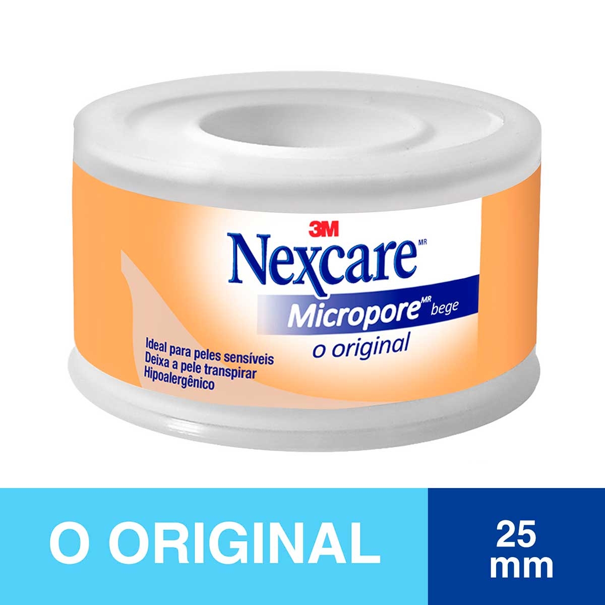 Fita Micropore Nexcare O Original Bege com 1 rolo de 25mmx4,5m