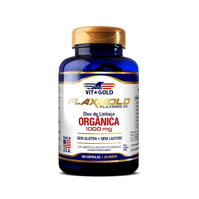 Flaxgold 1000 mg Óleo de Linhaça (Omega 3) Vitgold 100 Cápsulas