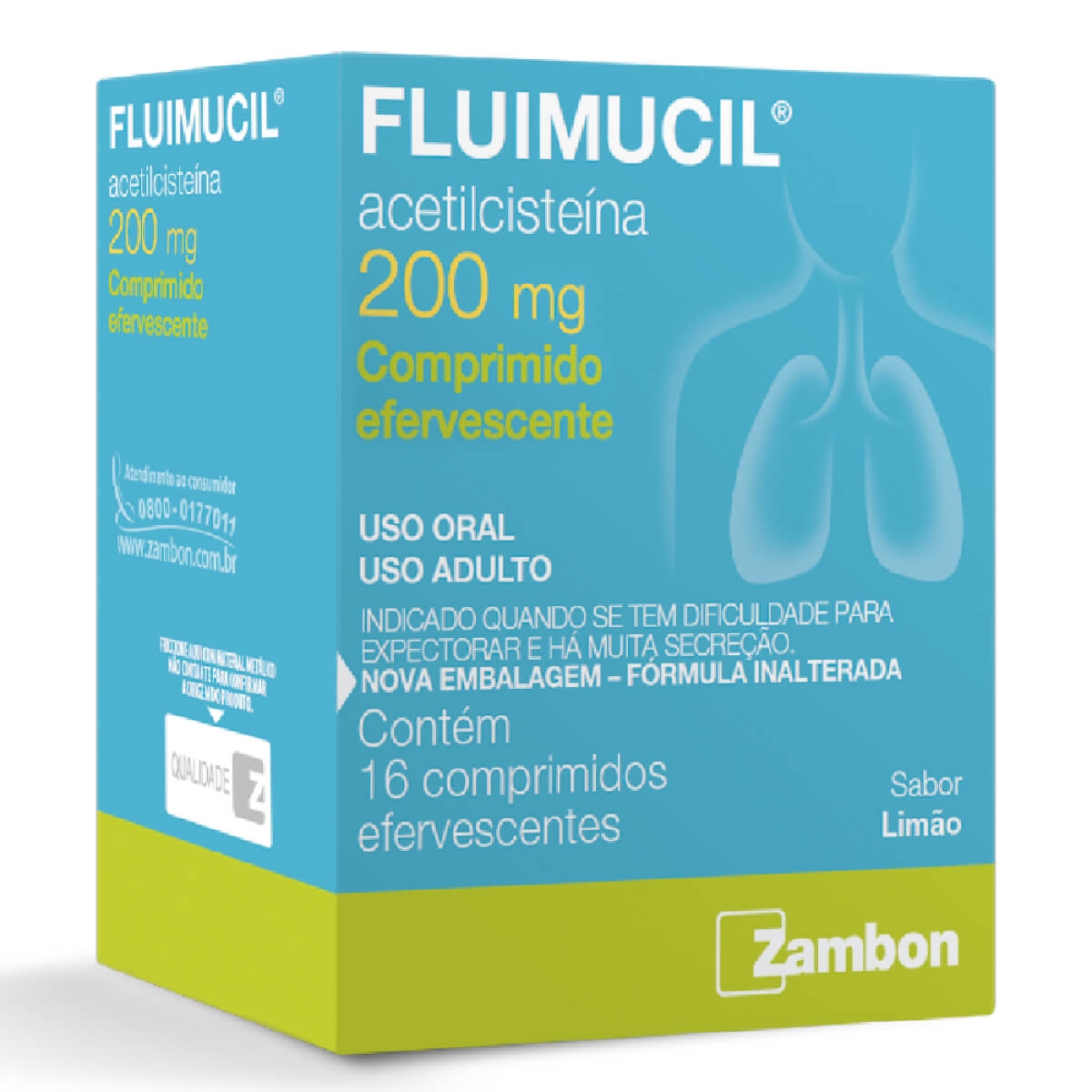 Fluimucil 200mg Zambon 16 Comprimidos Efervescentes