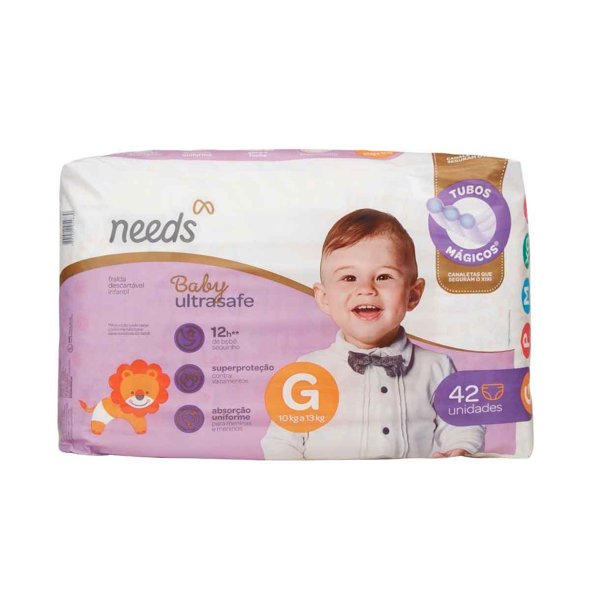 Fralda Needs Baby Ultrasafe G - 42 Unidades Menor preço em Fralda Needs Baby Ultrasafe G - 42 Unidades