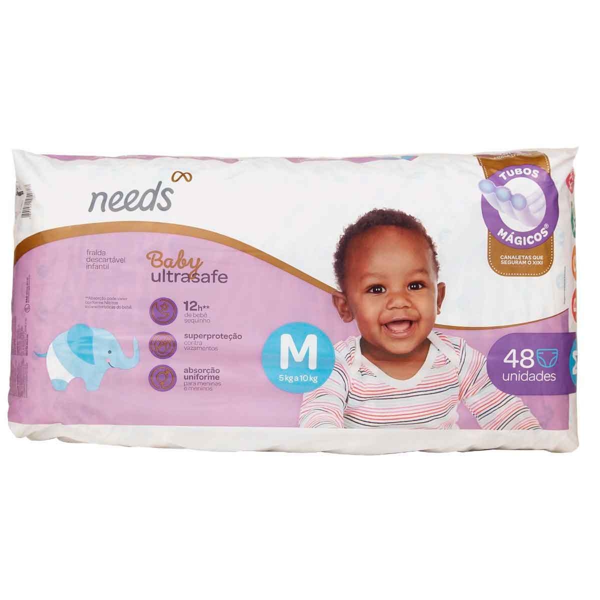 Fralda Needs Baby Ultrasafe M - 48 Unidades Menor preço em Fralda Needs Baby Ultrasafe M - 48 Unidades