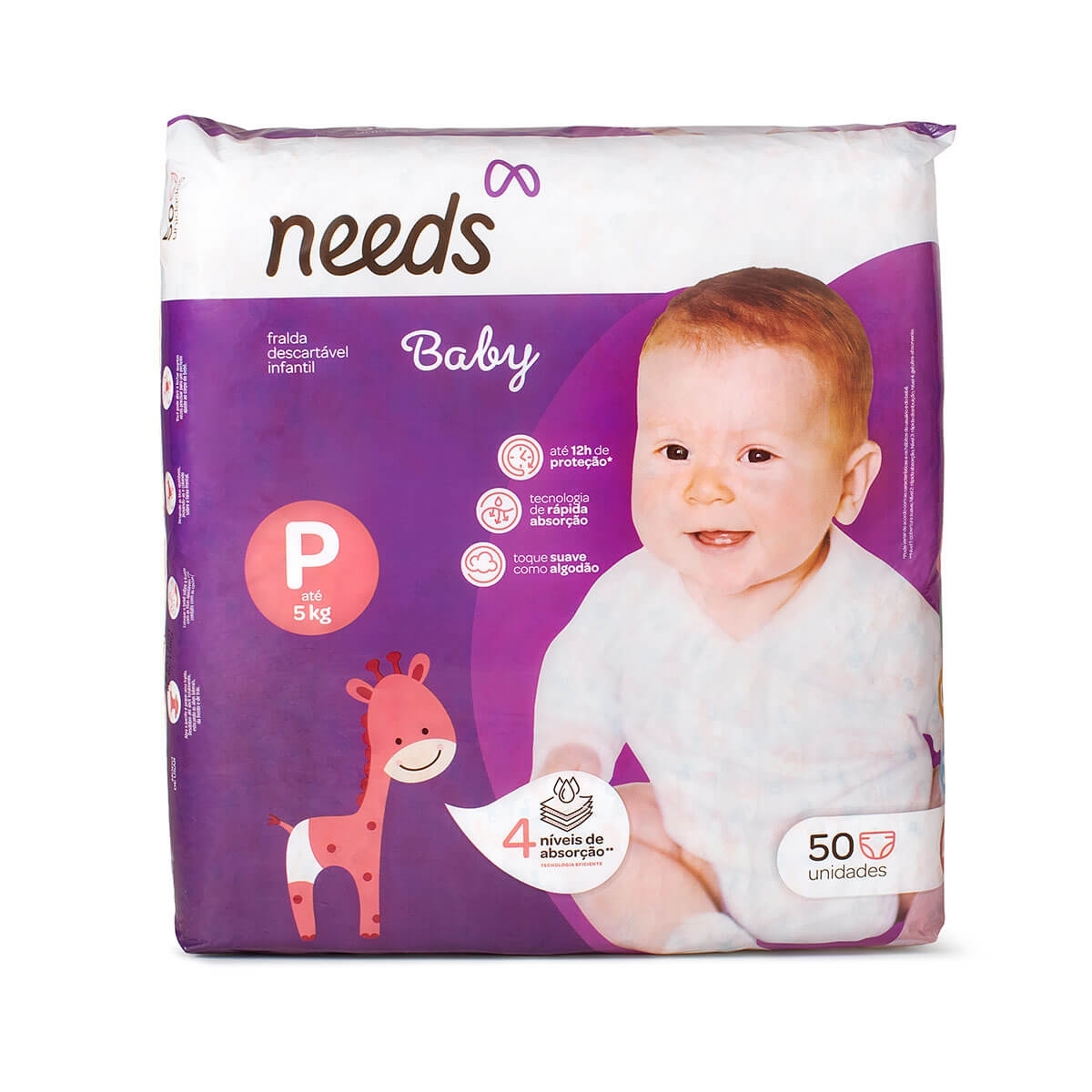 Fralda Infantil Needs Baby P 50 unidades 50 unidades