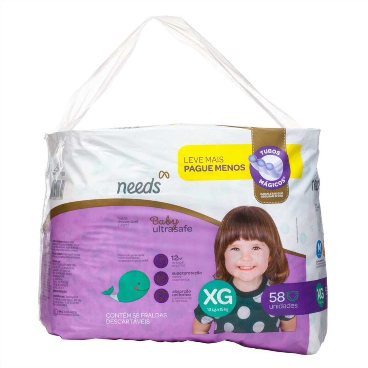 Fralda Needs Baby Ultrasafe XG 58 unidades