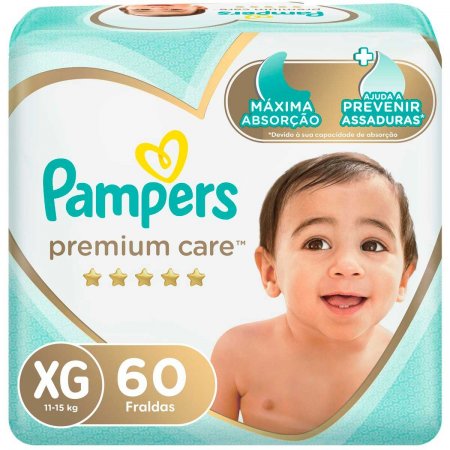 Fralda Pampers Premium Care Tamanho XG com 60 unidades