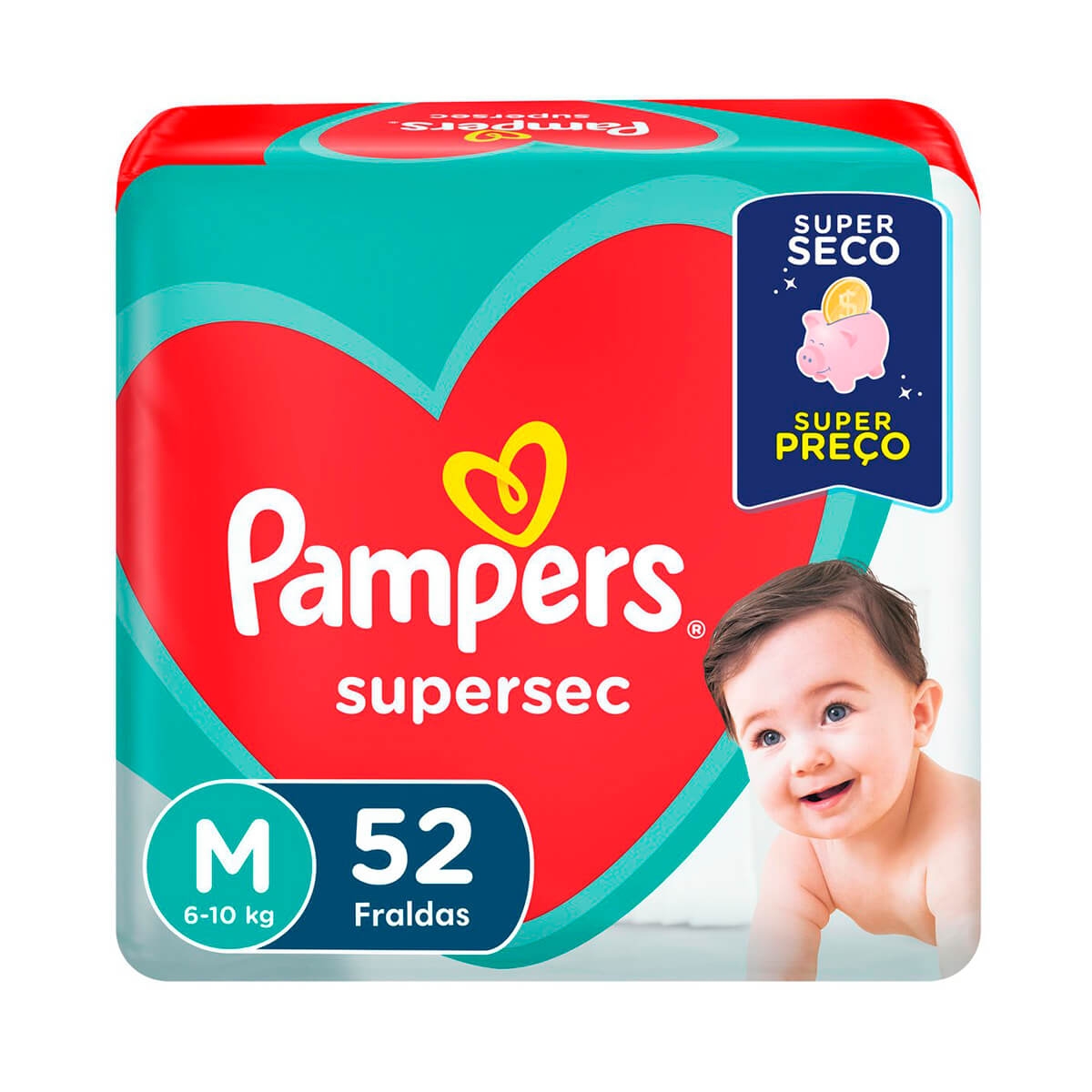 Fralda Pampers Supersec M - 52 Unidades Menor preço em Fralda Pampers Supersec M - 52 Unidades