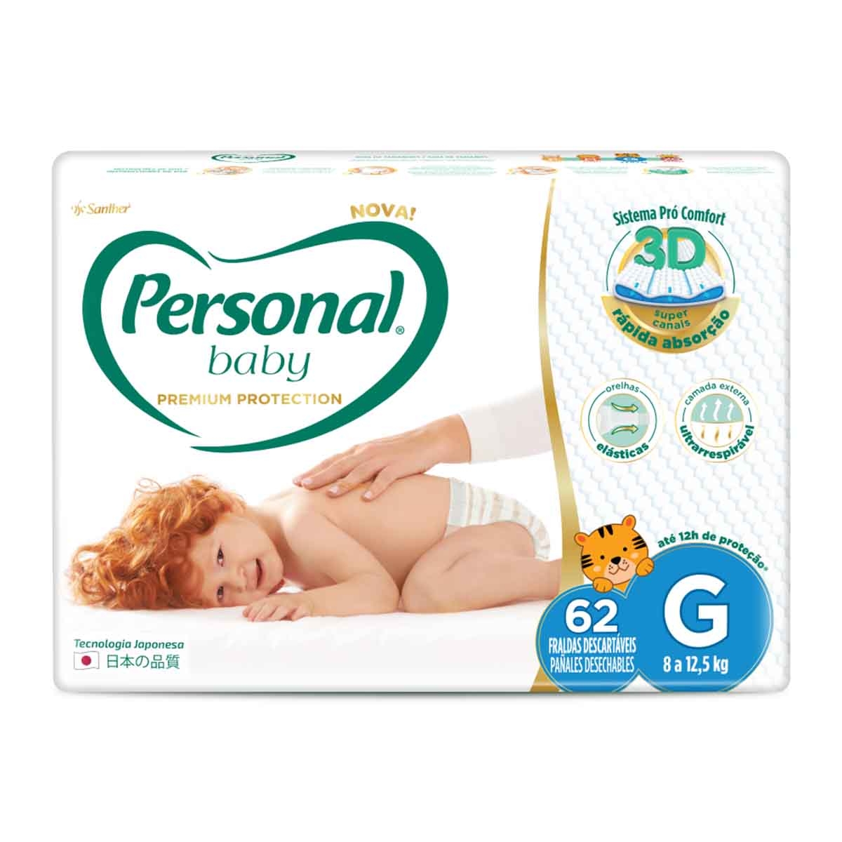 Fralda Personal Baby Premium Protection G - 62 Unidades 62 Unidades