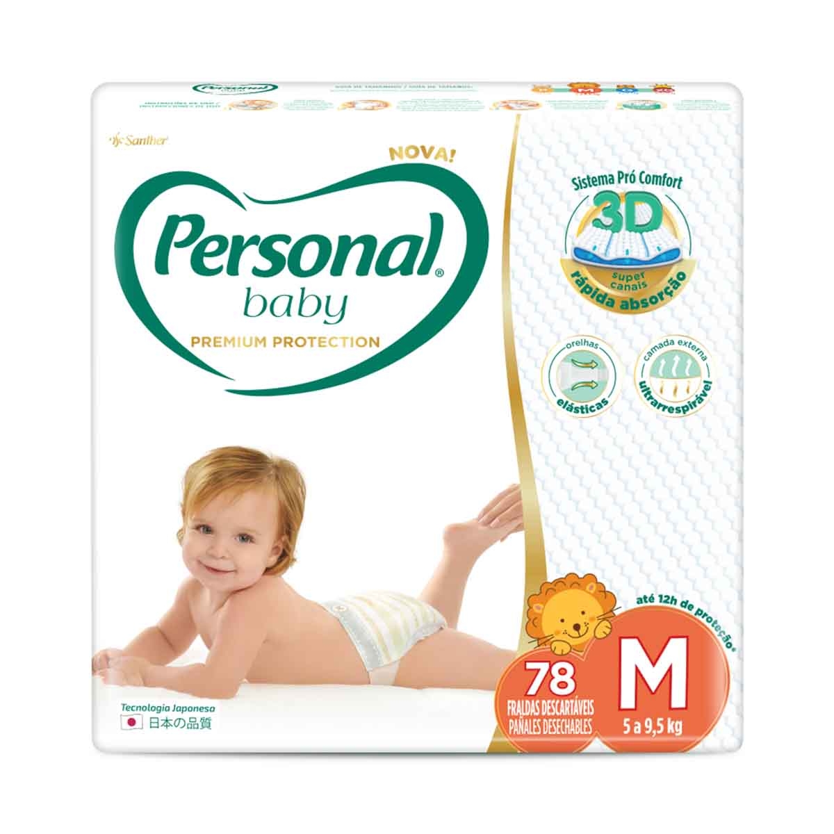 Fralda Personal Baby Premium Protection M - 78 Unidades 78 Unidades