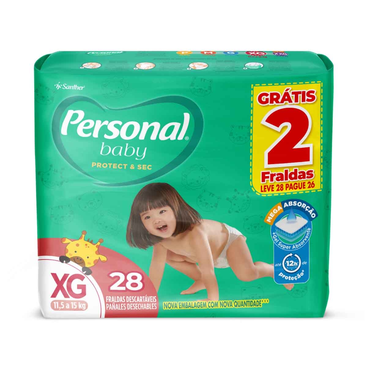 Fralda Personal Baby Protect & Sec XG - 28 Unidades 28 Unidades