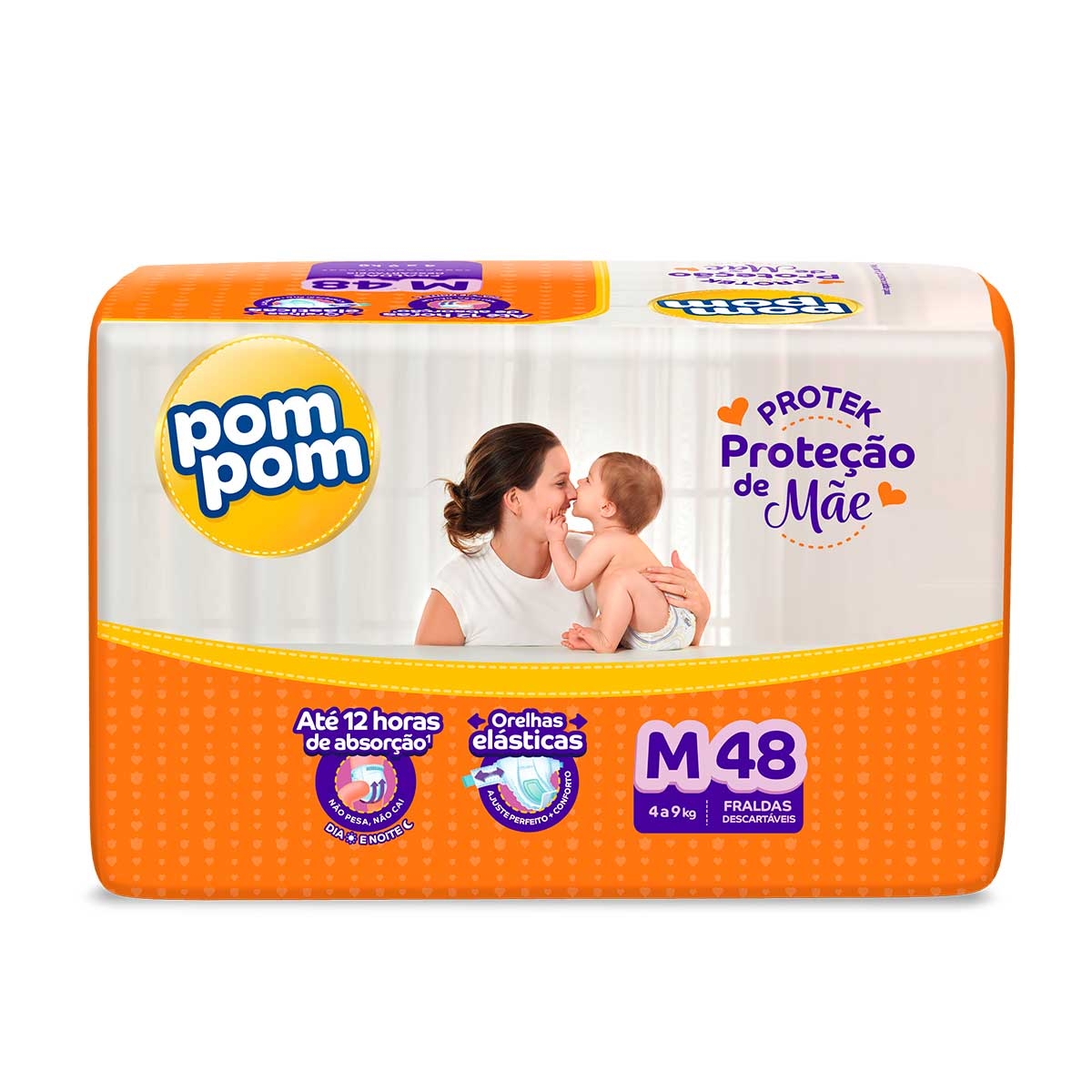 Fralda Pom Pom Protek Proteção de Mãe M - 48 Unidades