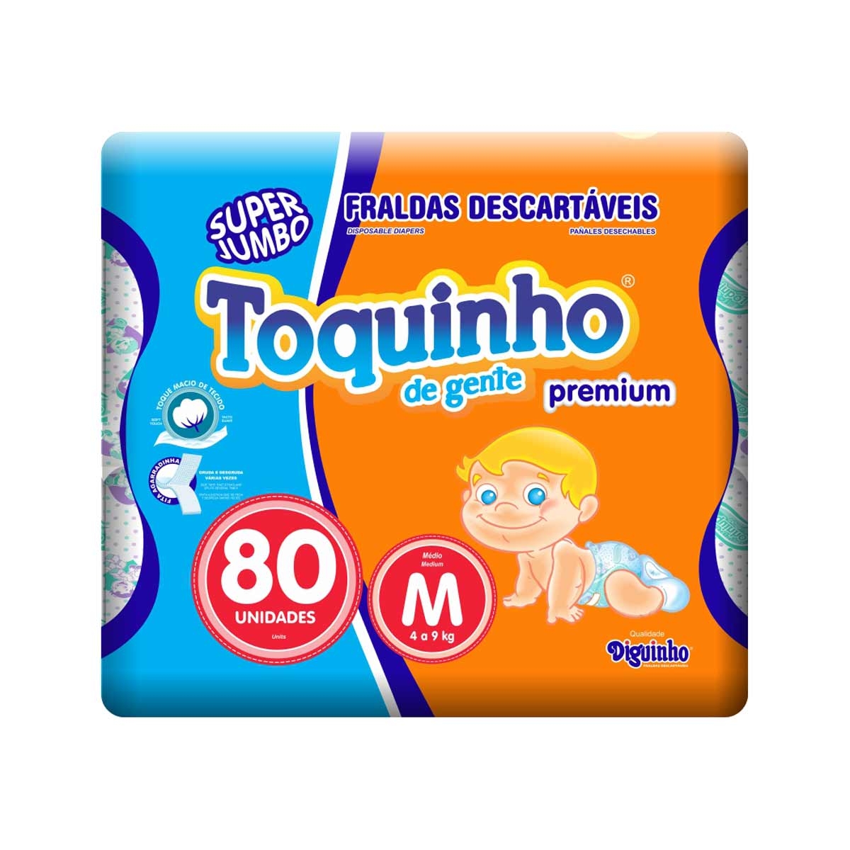 Fralda Toquinho de Gente Premium Tamanho M 80 Tiras