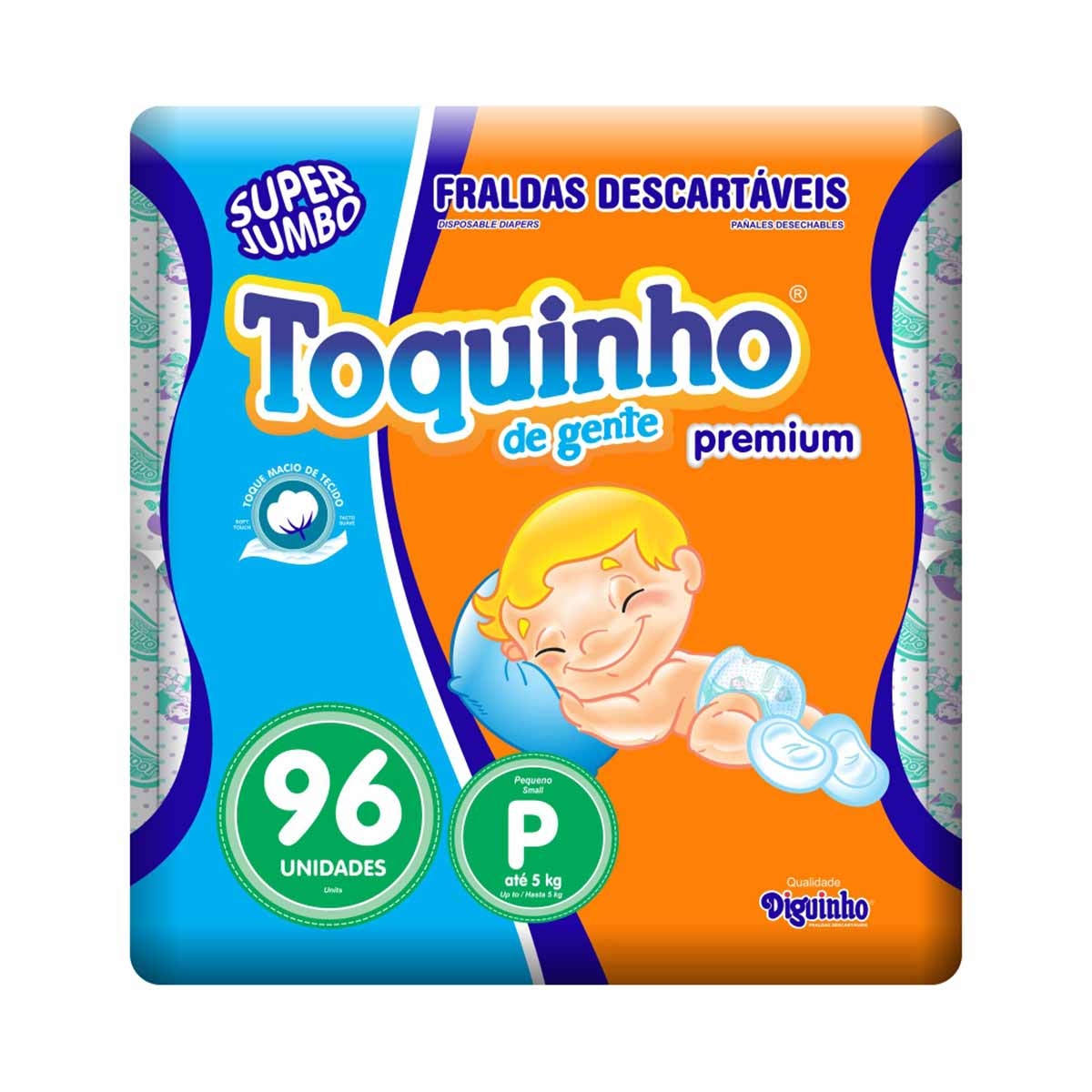 Fralda Toquinho de Gente Premium Tamanho P 96 Tiras