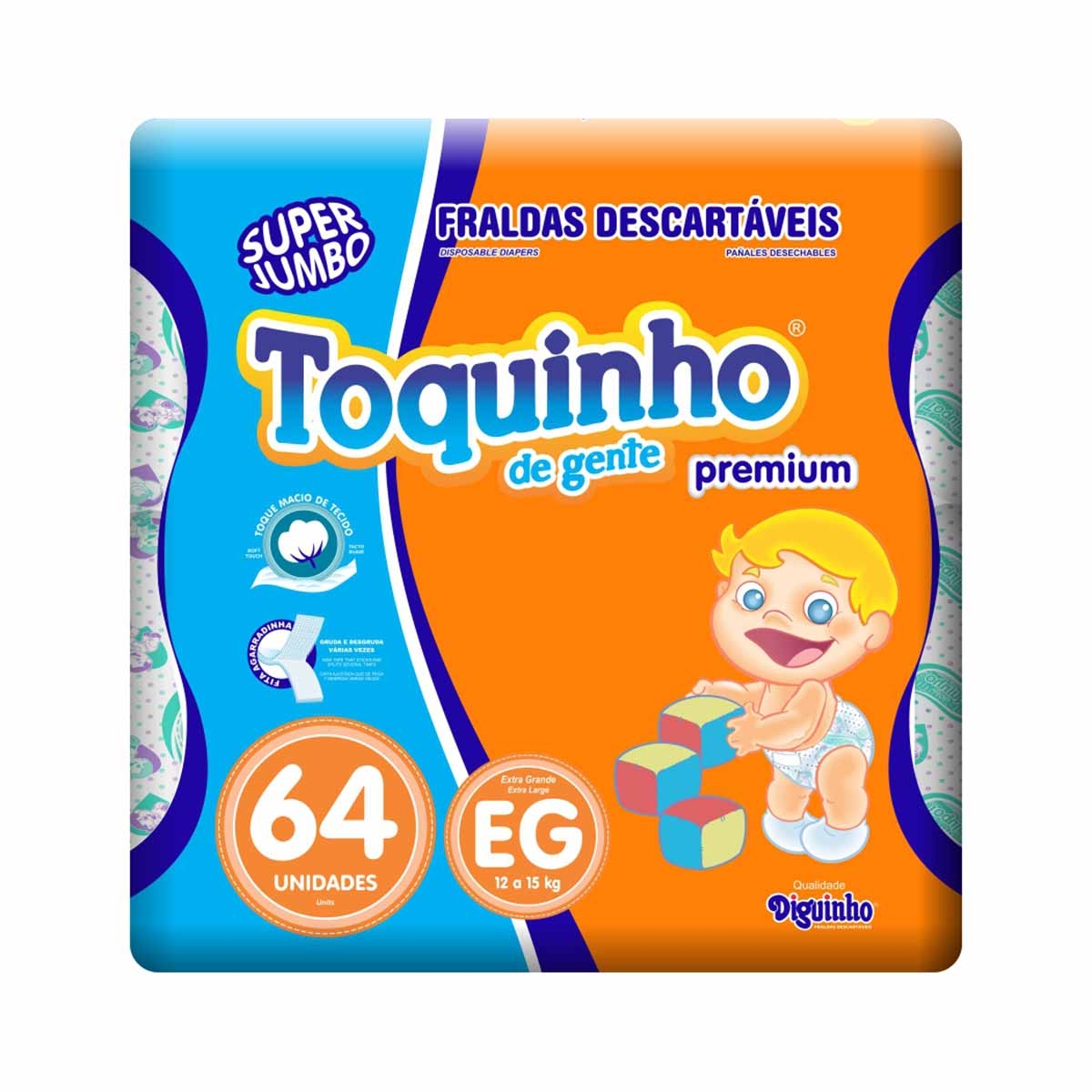 Fralda Toquinho de Gente Premium Tamanho XG 64 Tiras