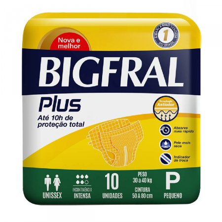 Fralda Geriátrica Bigfral Plus P com 10 unidades