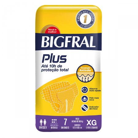 Fralda Geriátrica Bigfral Plus XG com 7 unidades