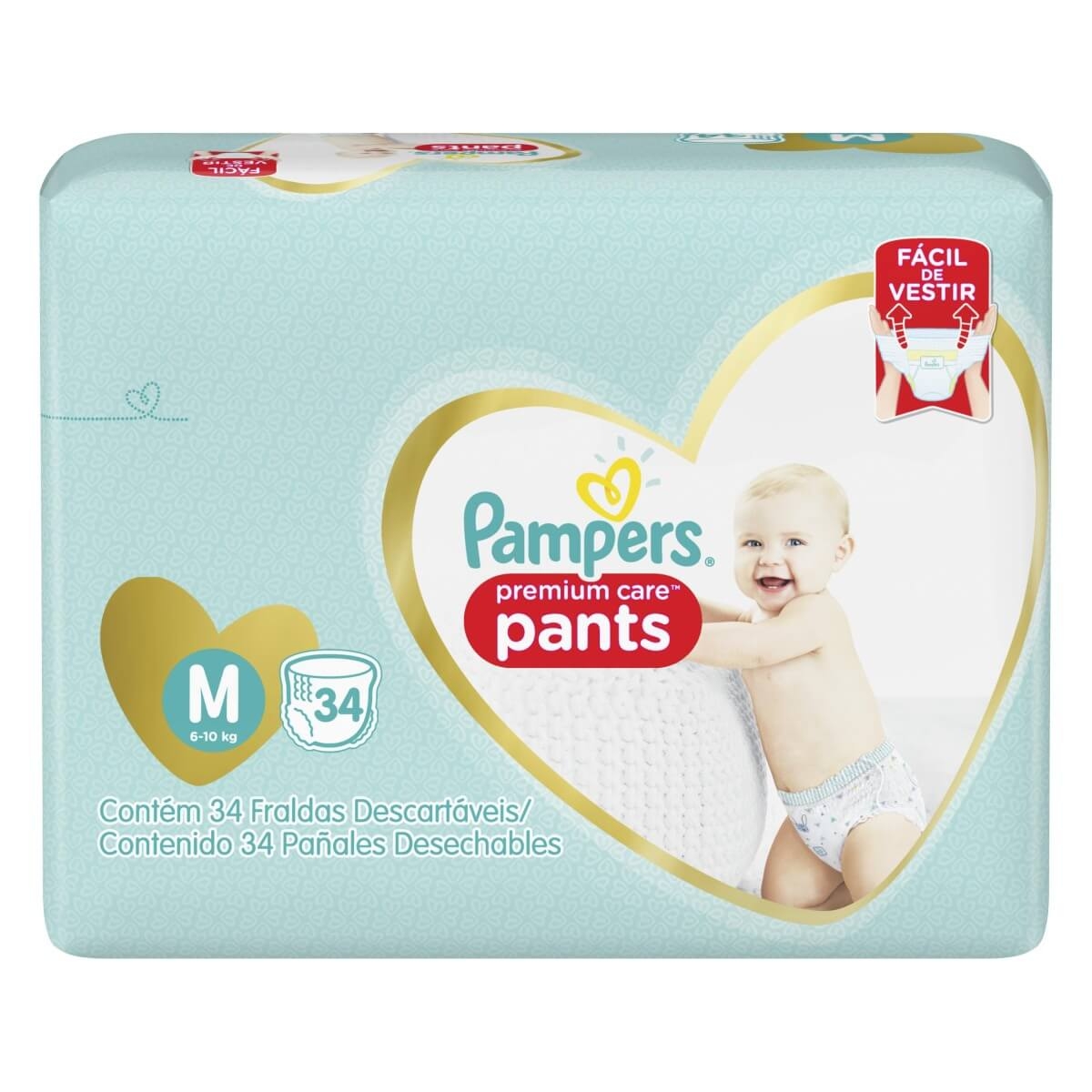 Fralda Pampers Premium Care Pants Tamanho M 34 Tiras
