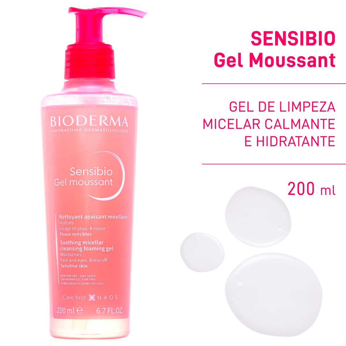 Gel de Limpeza Micelar Bioderma Sensibio Gel Moussant 200ml Menor preço em Gel de Limpeza Micelar Bioderma Sensibio Gel Moussant 200ml