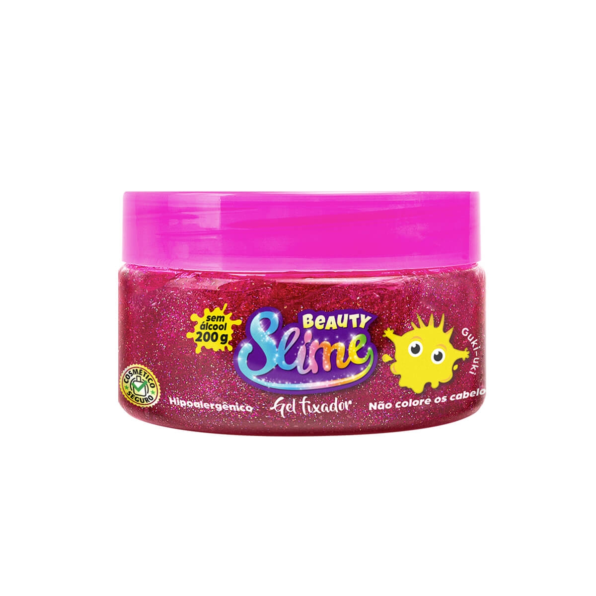 Gel para Cabelo Beauty Slime Glitter Rosa 200g