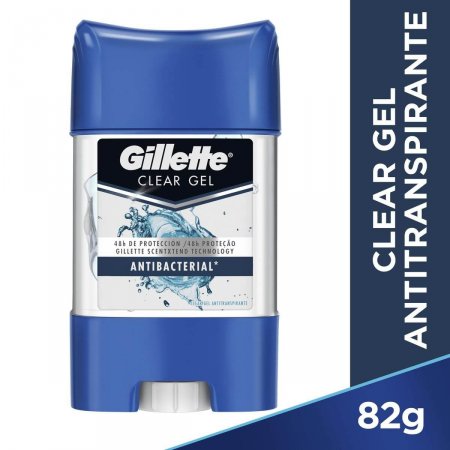 Desodorante Antitranspirante Clear Gel Gillette Antibacteriano Masculino com 82g
