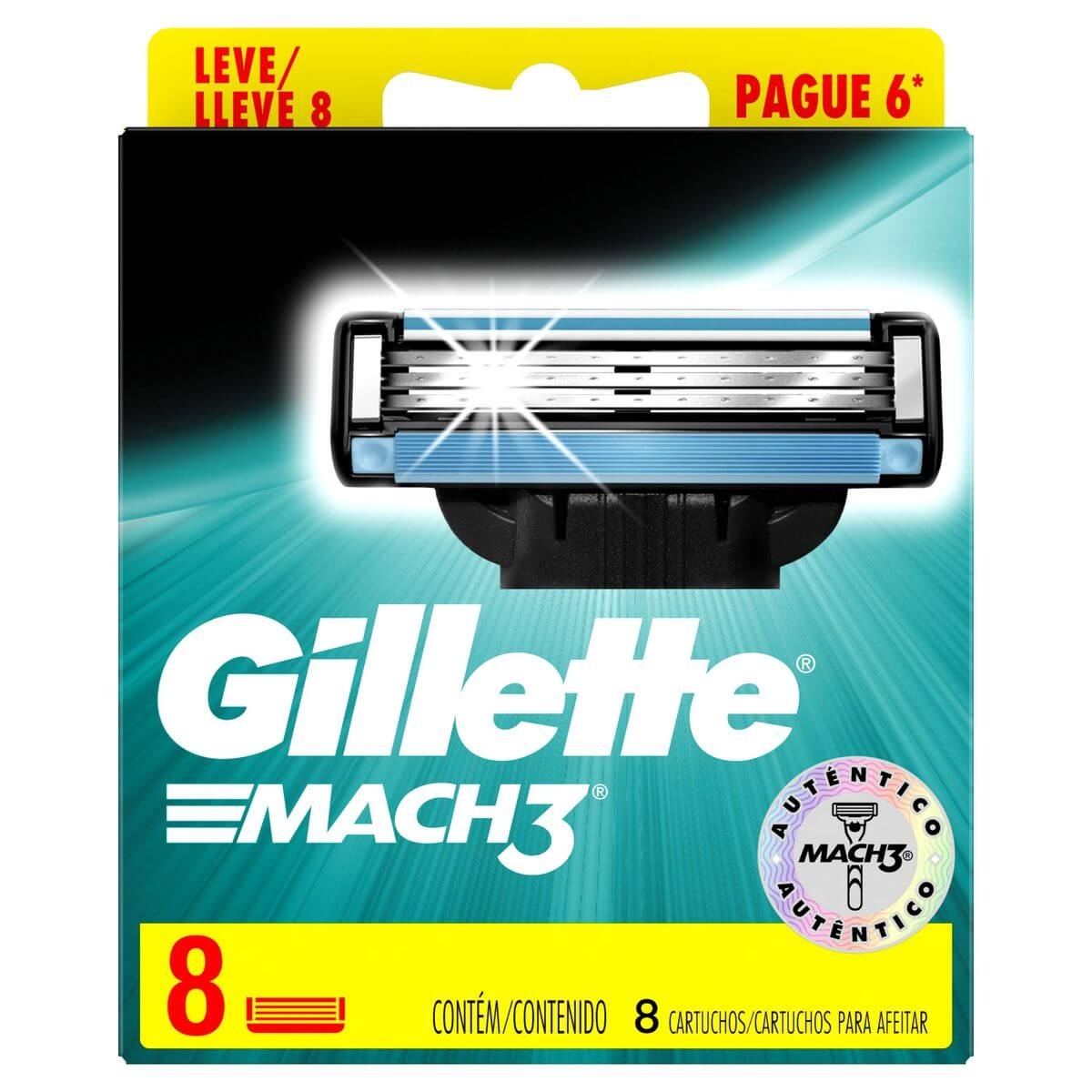 Lâminas para Aparelho de Barbear Gillette Mach3 8 Unidades