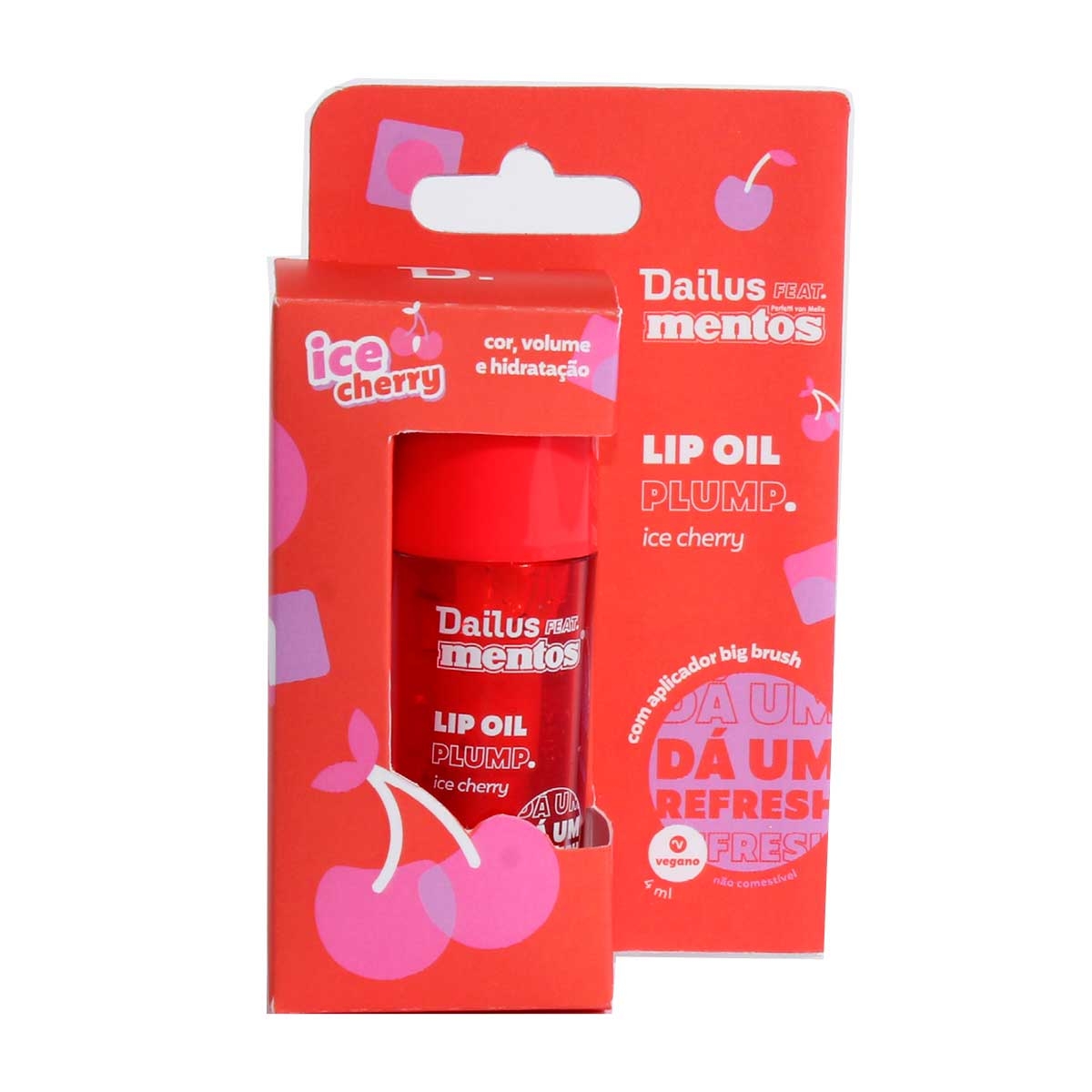 Gloss Labial Lip Oil Plump Ice Dailus feat Mentos 4ml - Cherry