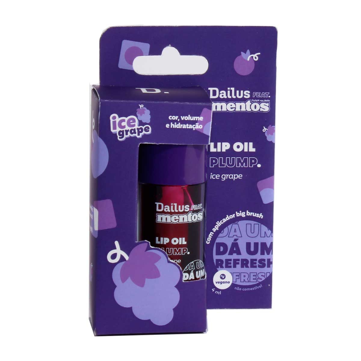 Gloss Labial Lip Oil Plump Ice Dailus feat Mentos 4ml - Grape
