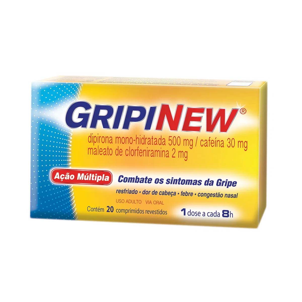 Gripinew Dipirona Monoidratada 500mg + Maleato de Clorfeniramina 2mg + Cafeína 30mg 20 comprimidos
