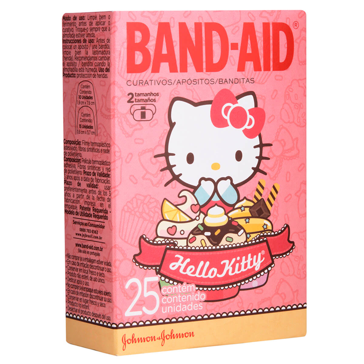 band aid curativos hello kitty com 25 unidades droga raia