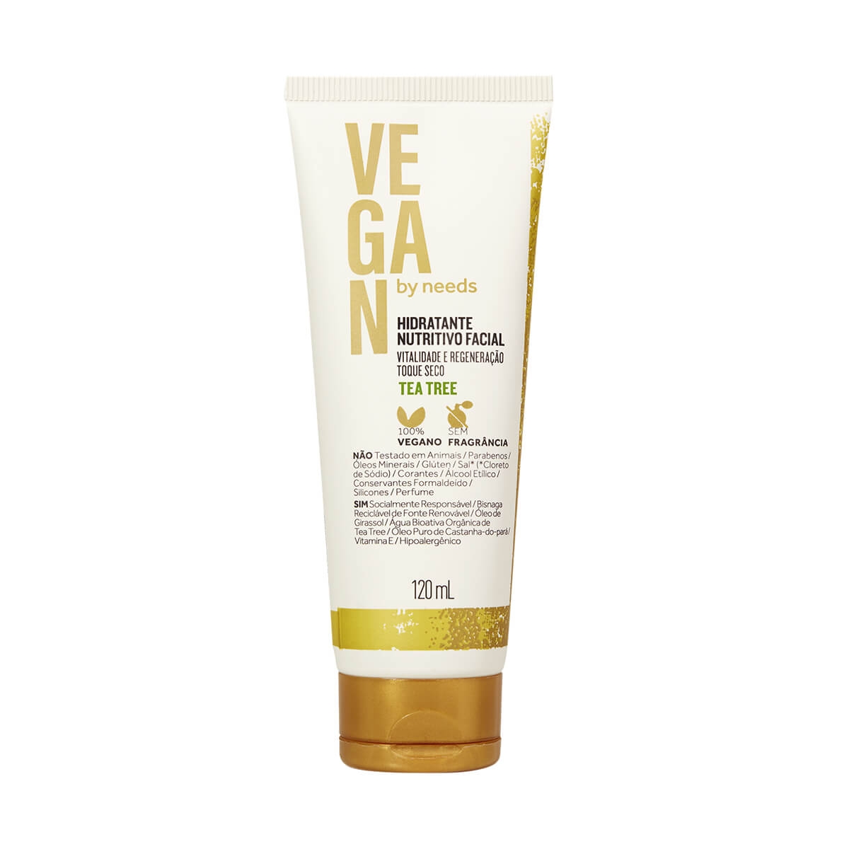 Hidratante Nutritivo Facial Vegan By Needs Tea Tree Toque Seco Sem Fragrância com 120ml Menor preço em Hidratante Nutritivo Facial Vegan By Needs Tea Tree Toque Seco Sem Fragrância com 120ml