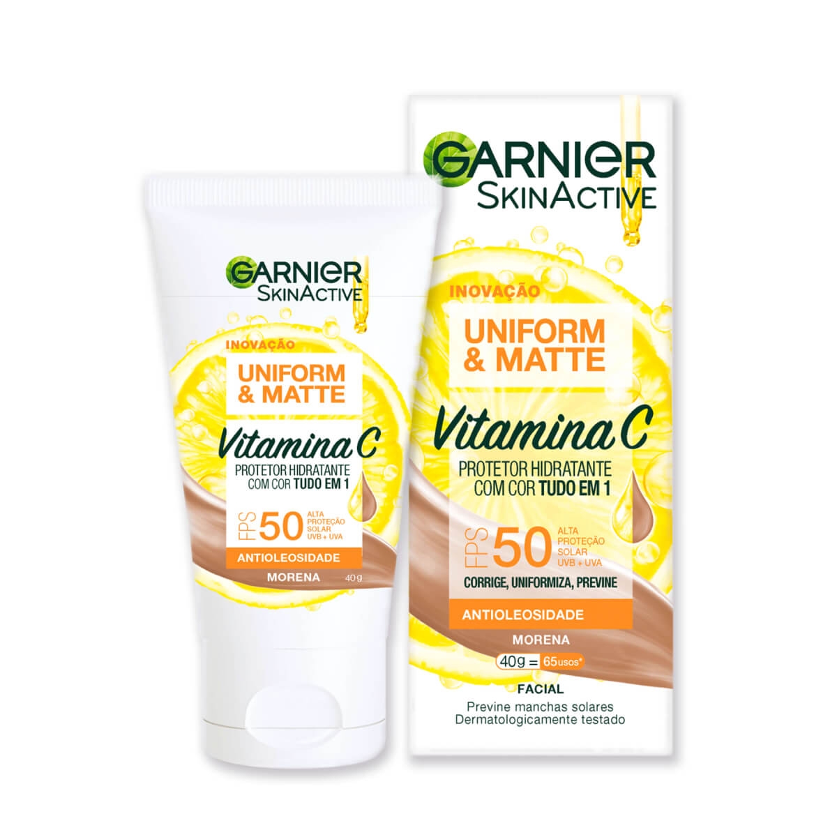 Hidratante Facial Protetor Garnier SkinActive Uniform & Matte Tudo em 1 FPS 50 Cor Morena 40g 40g