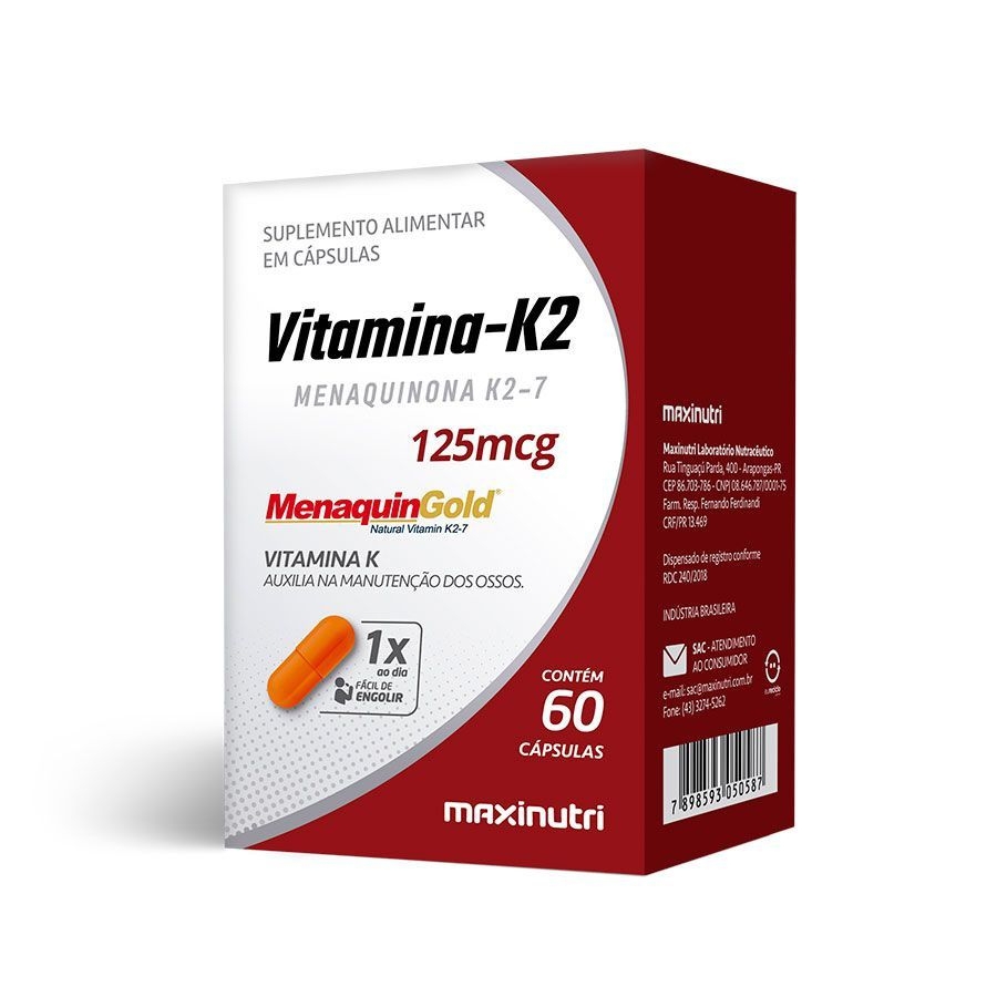 Vitamina K2 125Mcg C/ 60 Cápsulas - Maxinutri