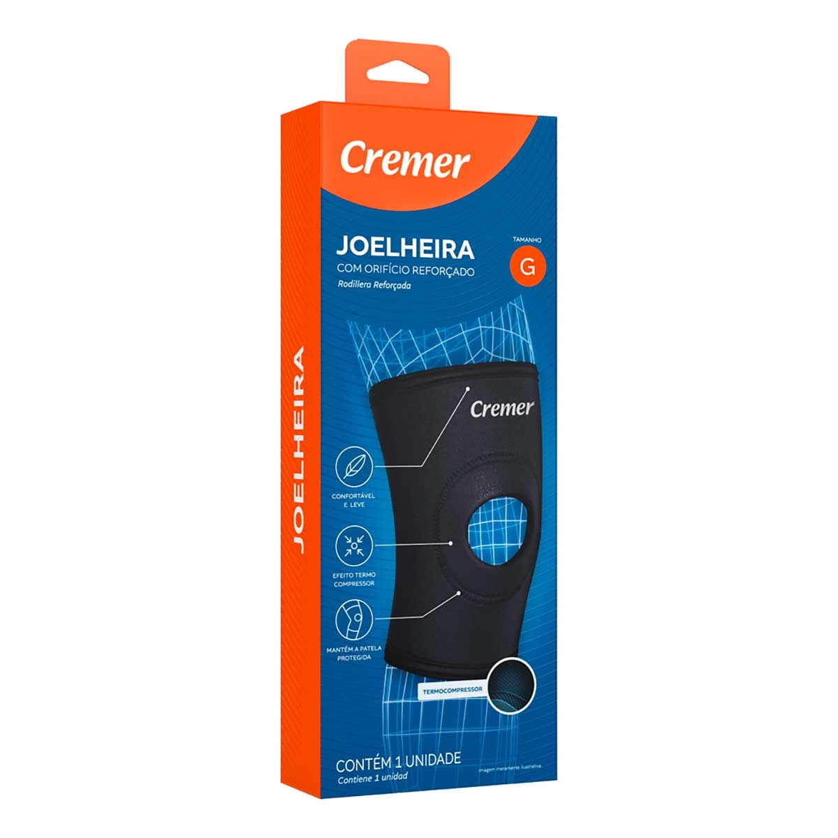Joelheira Cremer Neo com Orifício Reforçado Tamanho G - 1 Unidade Menor preço em Joelheira Cremer Neo com Orifício Reforçado Tamanho G - 1 Unidade