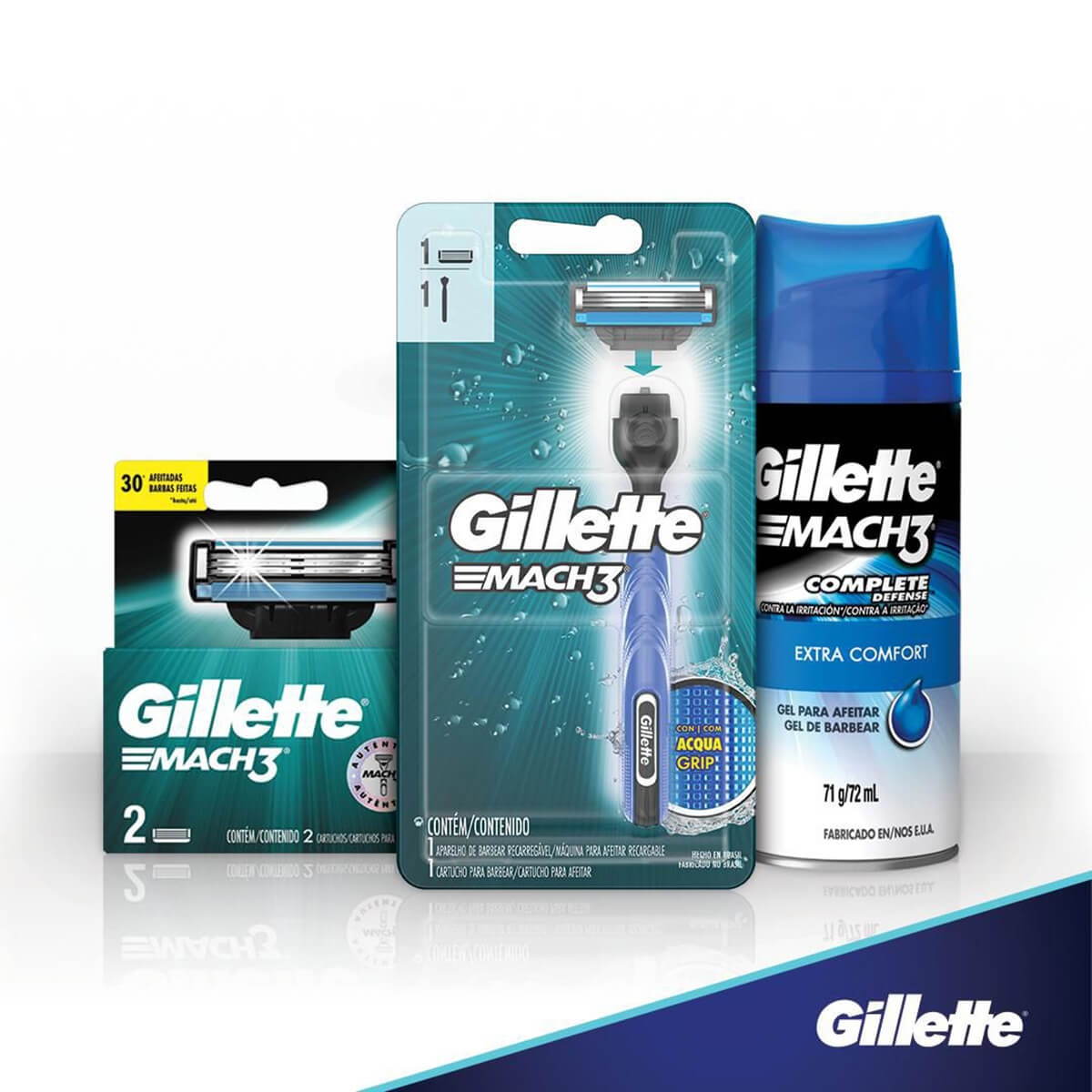 Kit Aparelho de Barbear Gillette Mach3 Acqua-Grip com 1 unidade + 3 cartuchos + 1 Gel de Barbear com 72ml é ruim? Kit Aparelho de Barbear Gillette Mach3 Acqua-Grip com 1 unidade + 3 cartuchos + 1 Gel de Barbear com 72ml é boa?