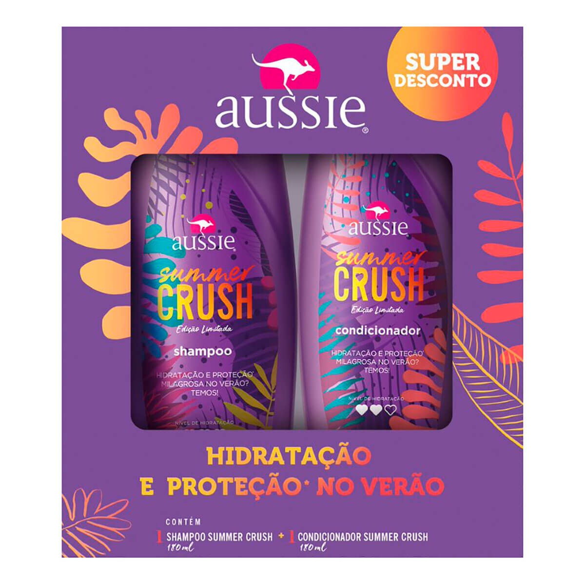 Kit Aussie Summer Crush com 1 Shampoo de 180ml + 1 Condicionador de 180ml Menor preço em Kit Aussie Summer Crush com 1 Shampoo de 180ml + 1 Condicionador de 180ml