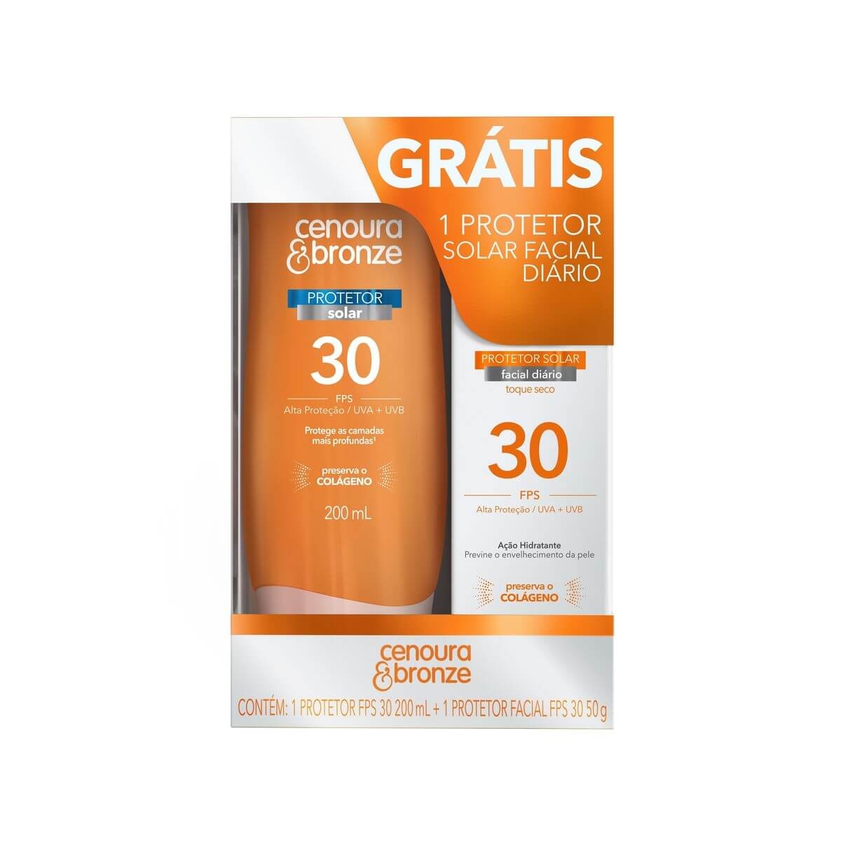 Kit Cenoura & Bronze Protetor Solar Corporal FPS 30 com 200ml + Protetor Solar Facial FPS 30 Toque Seco com 50g é boa?