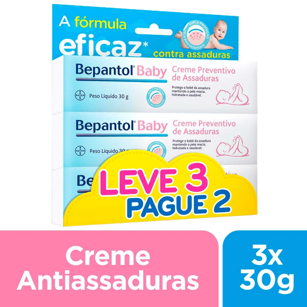 Kit Creme para Assaduras Bepantol Baby com 3 unidades Menor preço em Kit Creme para Assaduras Bepantol Baby com 3 unidades