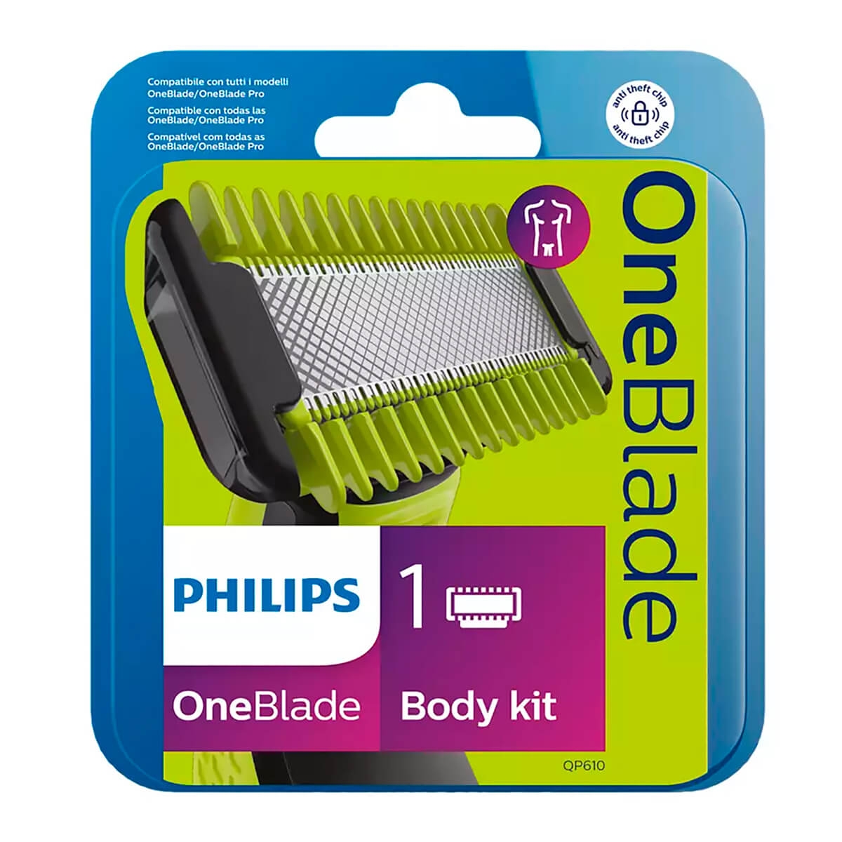 Kit Philips OneBlade Face&Body para Barbear e Aparar Pelos do Corpo com 1 unidade