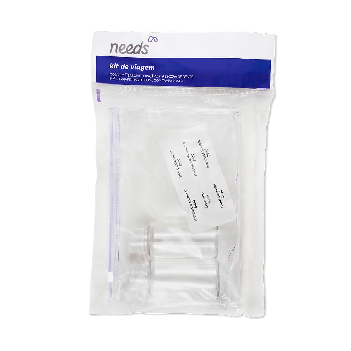 Kit de Viagem Needs com 1 Saboneteira + 2 Frascos + 1 Porta Escova de Dentes Menor preço em Kit de Viagem Needs com 1 Saboneteira + 2 Frascos + 1 Porta Escova de Dentes
