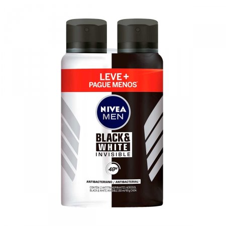 Kit Desodorante Aerossol Nivea Men Black&White Invisible 2 Unidades
