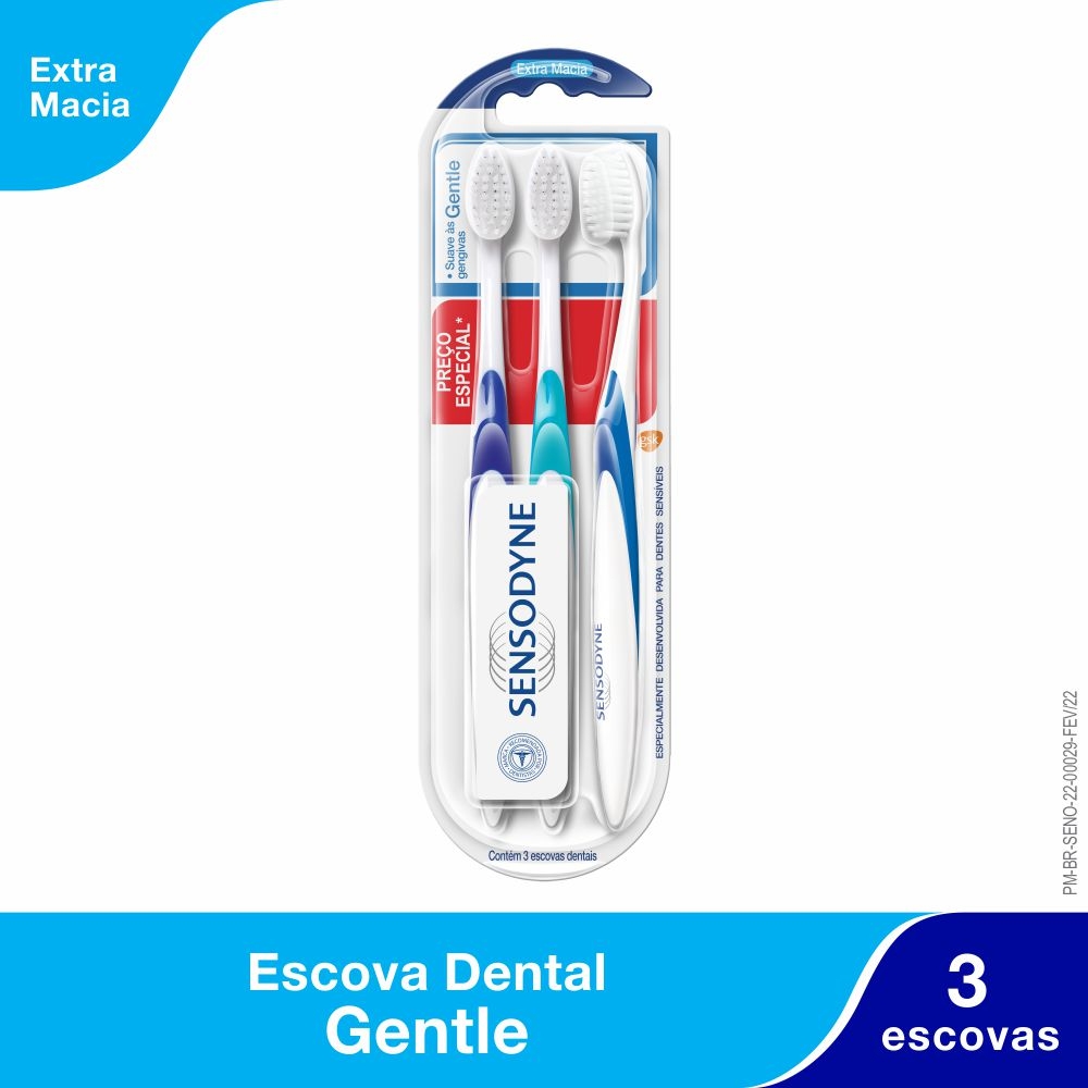 Kit Escova de Dente Sensodyne Gentle com 3 unidades Menor preço em Kit Escova de Dente Sensodyne Gentle com 3 unidades