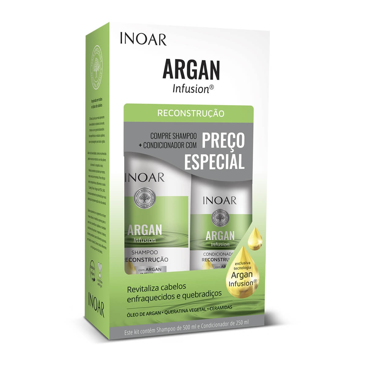 Kit Inoar Argan Infusion Reconstrução Shampoo + Condicionador Menor preço em Kit Inoar Argan Infusion Reconstrução Shampoo + Condicionador