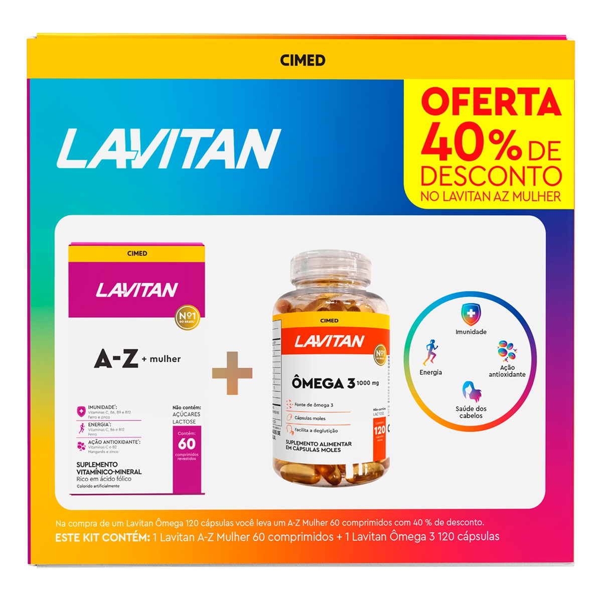 Kit Lavitan AZ Mulher 60 comprimidos + Lavitan Omega 120 cápsulas