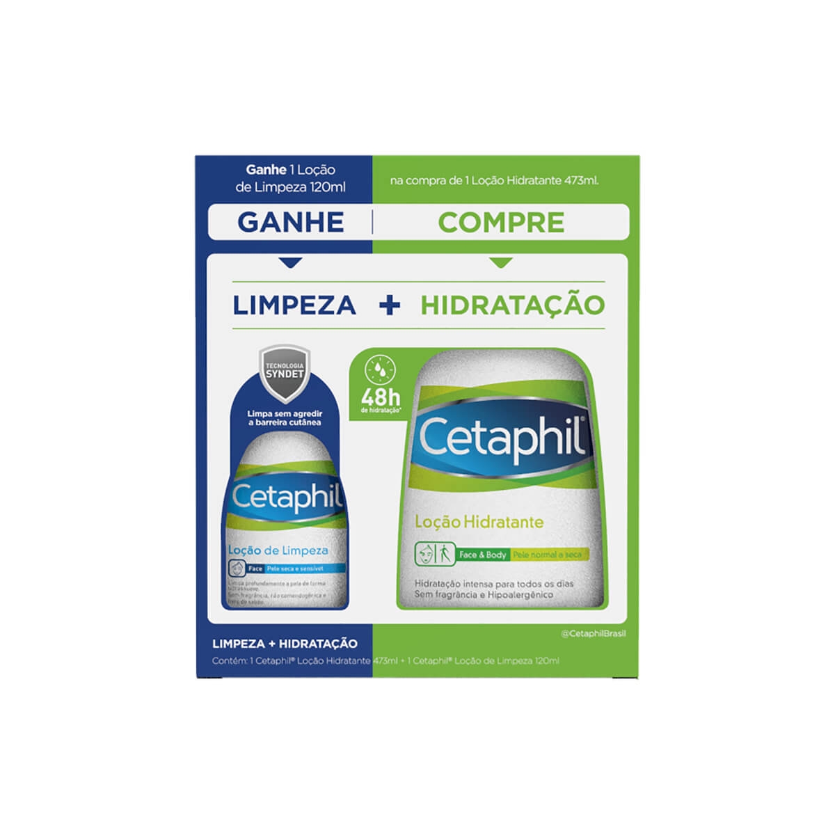 Kit Cetaphil Loção Hidratante com 473ml + Loção de Limpeza com 120ml Menor preço em Kit Cetaphil Loção Hidratante com 473ml + Loção de Limpeza com 120ml