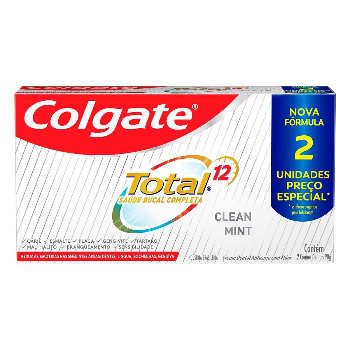 Kit Pasta de Dente Colgate Total 12 Clean Mint com 2 Unidades Menor preço em Kit Pasta de Dente Colgate Total 12 Clean Mint com 2 Unidades